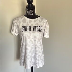 White Graphic Tee with 'Good Vibes'